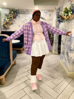 Load image into Gallery viewer, PREORDER- Sakura Argyle Cardigan Lavender Color
